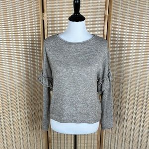 Zara Taupe Ruffle Sleeve Sweater